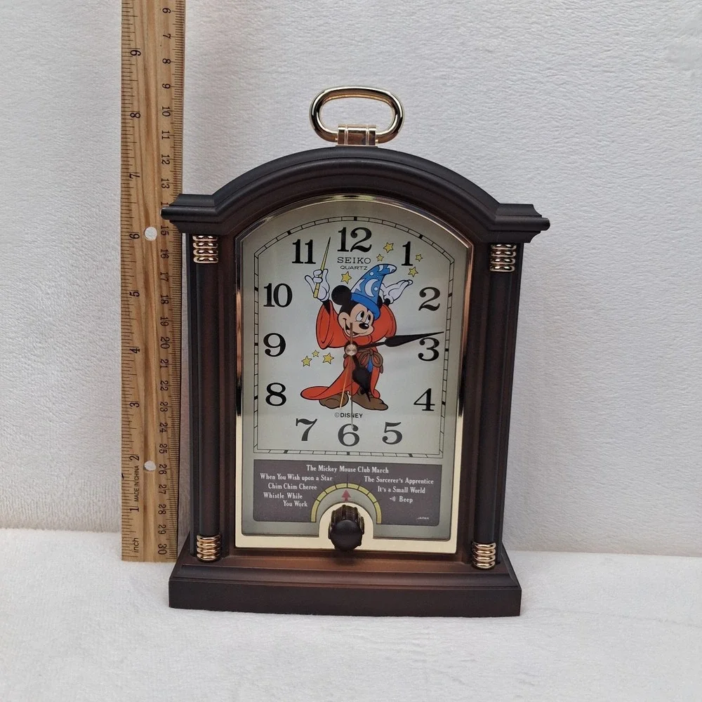 Vintage Seiko QFD211B Disney Mickey Mouse Sorcerer Musical Alarm Clock Tested